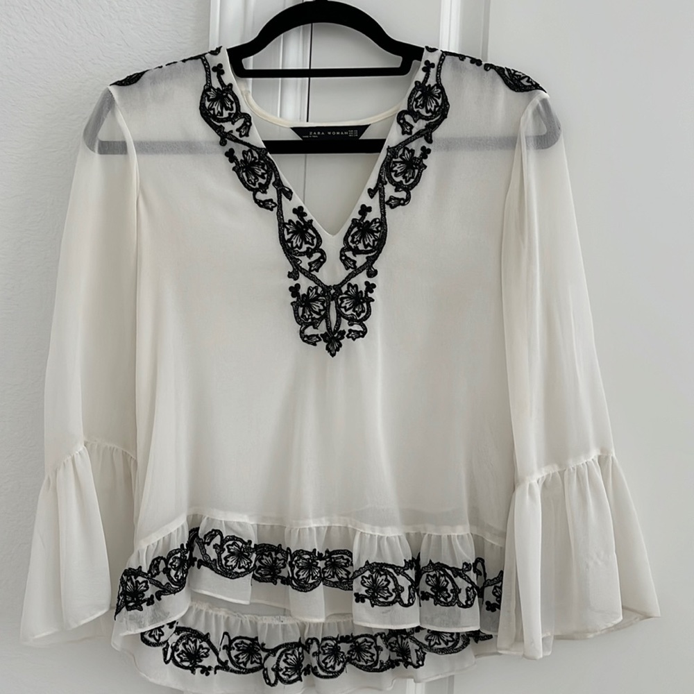 Black and White Blouse